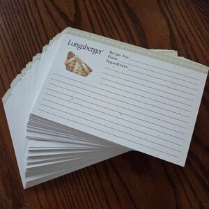 Longaberger Large Recipe Cards ... 60 Ct.
